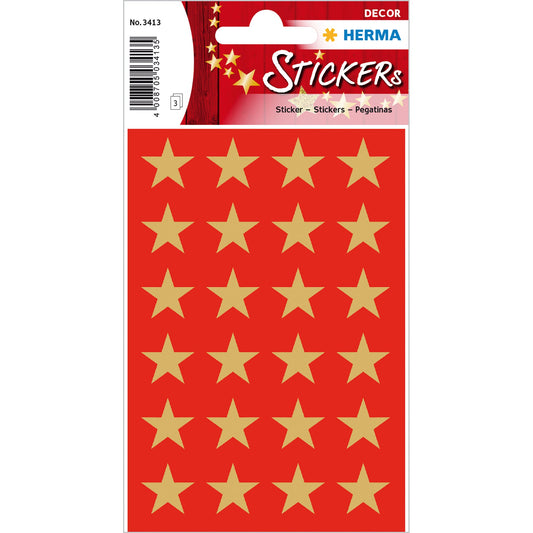 Stickers stars 5-pointed, Gold, Ø 15 mm (3413)