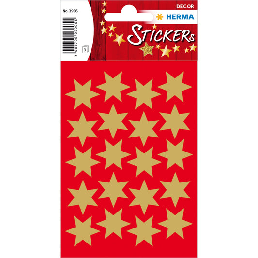 Stickers stars 6-pointed, Gold Ø 21 mm (3905)