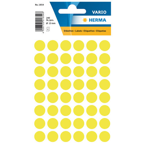 Multi-purpose Labels Round 13mm Luminous Yellow (1854)