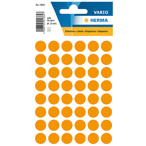 Multi-purpose Labels Round 13mm Luminous Orange (1864)